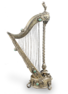 Antique Silver-gilt and mottled green agate mounted musical harp