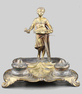 Gilt bronze antique musical automaton inkwell