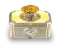 Silver gilt and enamel singing bird box with timepiece, by C. H. Marguerat