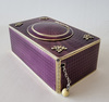 Silver and purple radial Guilloche enamel Singing Bird box