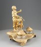 Gilt bronze antique musical automaton inkwell