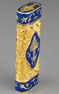 Tooled gilt metal and enamel cigarette lighter, by Cartier