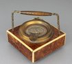 Vintage burr-yew and bone musical automaton ashtray, by Thorens