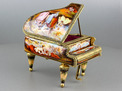 Vintage enamel and gilt metal grand piano musical box