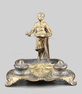 Gilt bronze antique musical automaton inkwell