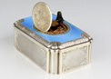 A very fine silver gilt and enamel singing bird box with timepiece, by C. H. Marguerat