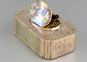 Antique gilt metal and pictorial enamel singing bird box, by Bontems