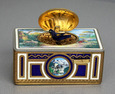 vintage gilt metal and full pictorial enamel singing bird box, by Karl Griesbaum