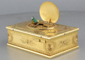 A very fine antique gilt bronze singing bird box, most certainly by Bontems