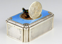 A very fine silver gilt and enamel singing bird box with timepiece, by C. H. Marguerat