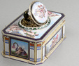 Vintage silver and full pictorial enamel singing bird box, by Karl Griesbaum