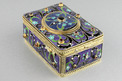 Vintage Art-Nouveau silver gilt, cloisonné enamel and garnet-set singing bird box