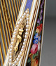 Gold, diamond, enamel and split seed pearl musical harp, by Bessiere & Schneider