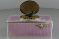 Silver and full lilac radial guilloche enamel singing bird box