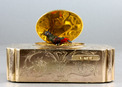 Antique gilt metal and pictorial enamel singing bird box, by Bontems