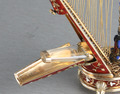 Gold, enamel and split seed pearl embellished musical harp with hidden scent bottle