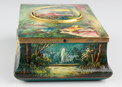 Antique silver gilt and finely painted sarcophagus-form wooden singing bird box, by E. Flajoulot