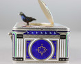 A very fine Sterling silver gilt, enamel and pictorial enamel singing bird box, by Karl Griesbaum