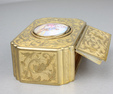 Antique gilt metal and pictorial enamel singing bird box, by John Manger