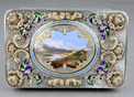 An exceptionally important and early silver, parcel-gilt, enamel and gilt appliques singing bird box, by Charles Bruguier