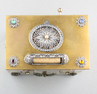 French enamel singing bird jewellry box, with rhyme notation bar