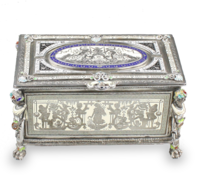 Antique Silver and enamel musical casket