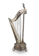 Antique Silver-gilt and amethyst mounted musical harp