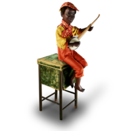 A very rare and fine antique black boy banjo player musical automaton, by Gustave Vichy