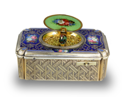 Antique silver-gilt and enamel singing bird box, by Charles Bruguier