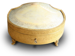 A highly desirable and fine antique gilt metal and silver-gilt Palais Royale musical necessaire