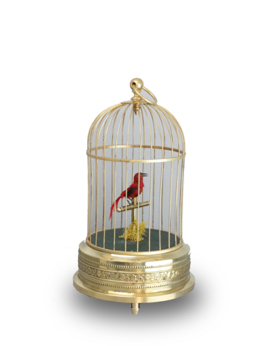 A small single singing bird-in-cage, by Karl Griesbaum