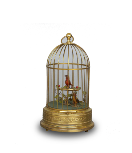 Vintage small double singing birds-in-cage, by Karl Griesbaum