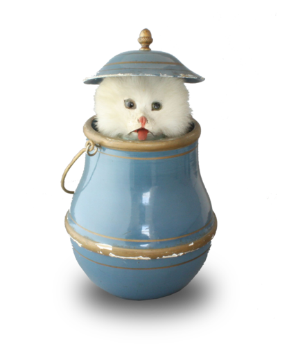 Antique Cat in-Lidded-Pot automaton, by Roullet & Decamps