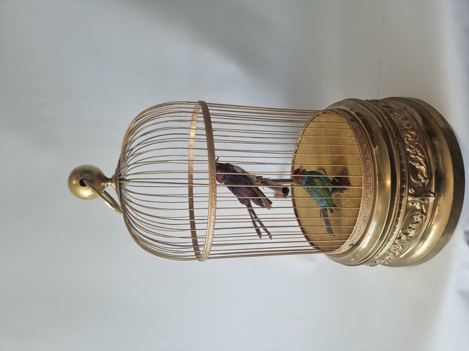 Antique large double singing bird-in-cage, by Bontems