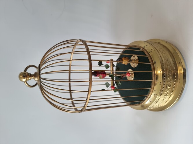 Vintage small double singing birds-in-cage, by Karl Griesbaum