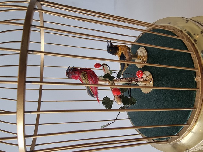 Vintage small double singing birds-in-cage, by Karl Griesbaum