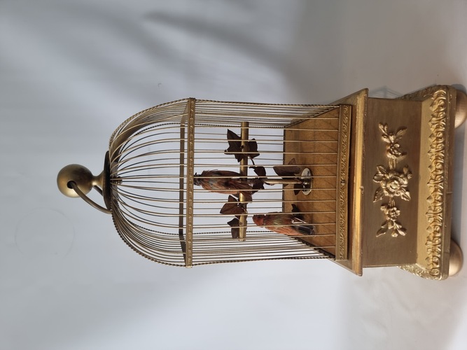 Antique large double singing bird-in-cage, by Bontems