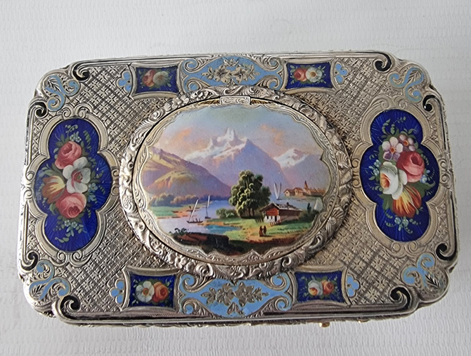 Charles Bruguier singing bird box, fusee movement, silver gilt and enamel case