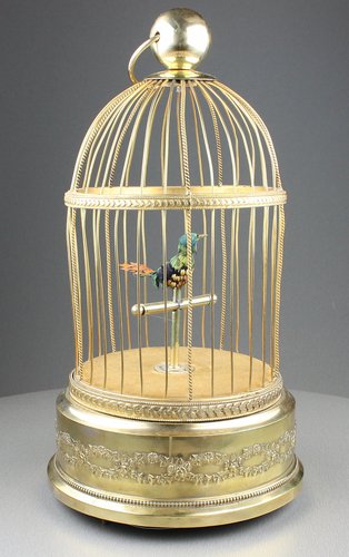 Small singing bird-in-cage, by Bontems