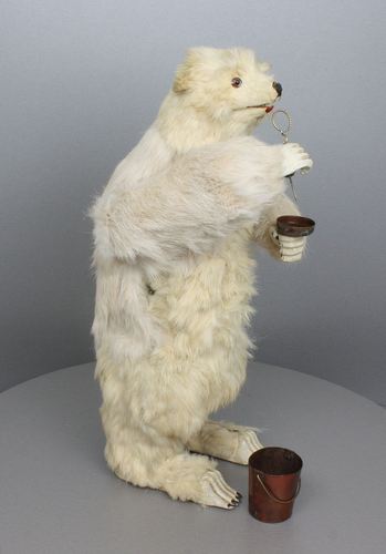 Very rare antique polar bear bubble-blowing automaton, by Roullet & Decamps