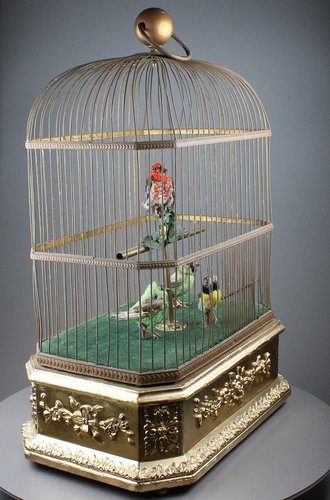 Antique Quadruple singing birds-in-cage, by Bontems