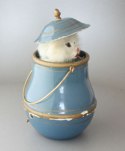 Antique Cat in-Lidded-Pot automaton, by Roullet & Decamps