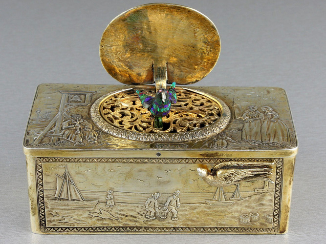 Silver-gilt singing bird box, by Karl Griesbaum