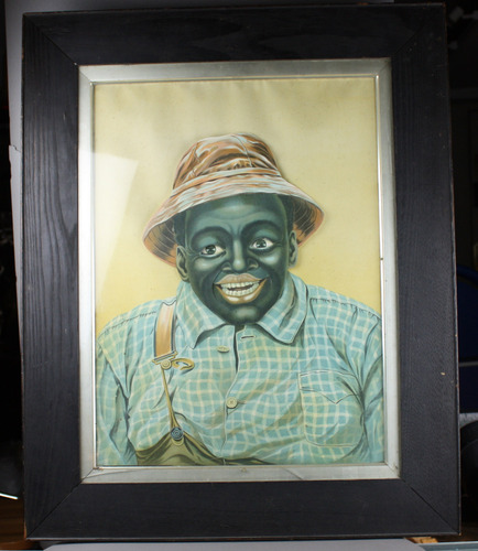 Antique expression-changing portrait picture automaton of a black farmer, by Hoyt