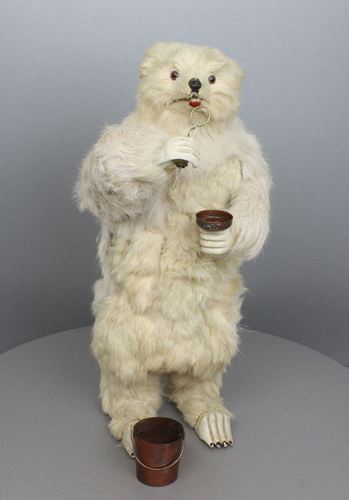 Very rare antique polar bear bubble-blowing automaton, by Roullet & Decamps