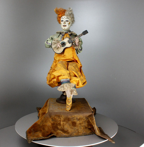 Antique Guitar playing Clown musical automaton, by Leopold Lambert