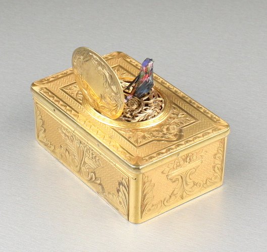 Antique Gilt metal singing bird box, by Bontems