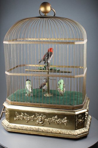 Antique Quadruple singing birds-in-cage, by Bontems