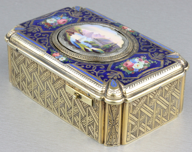 Antique silver-gilt and enamel singing bird box, by Charles Bruguier