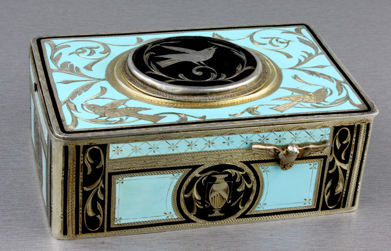 Vintage silver-gilt and two-tone enamelled singing bird box, by Karl Griesbaum